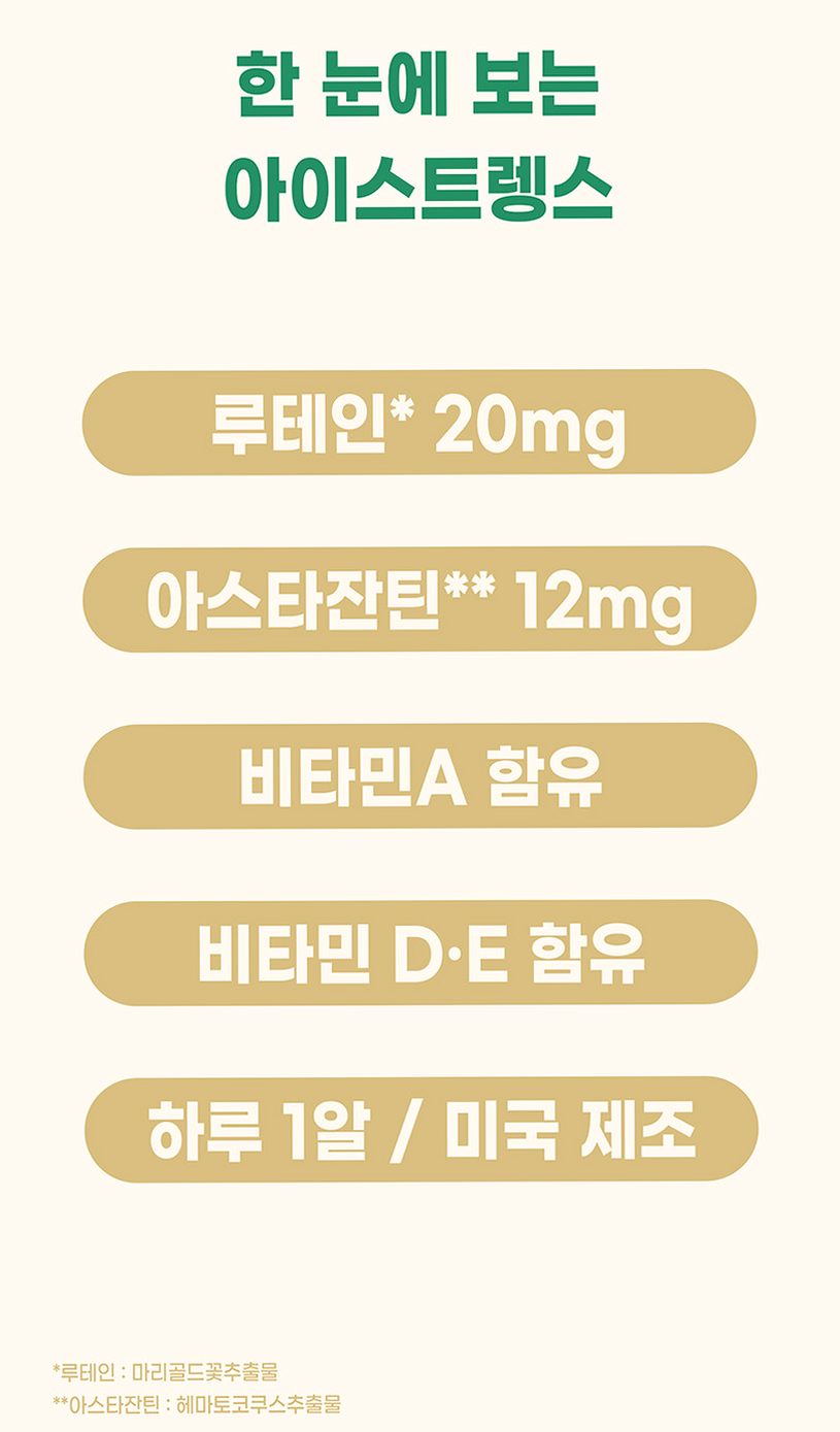 아이스트렝스 루테인 아스타잔틴 12mg 베타카로틴 눈건강 60캡슐, 1개